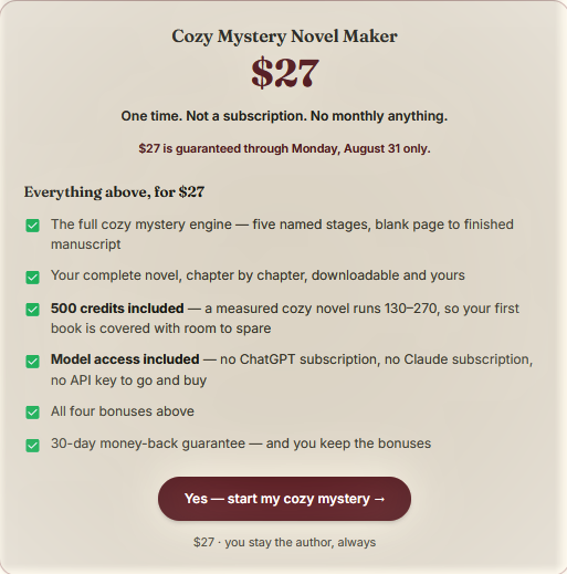 Cozy Mystery Novel Maker – Price & Evaluation